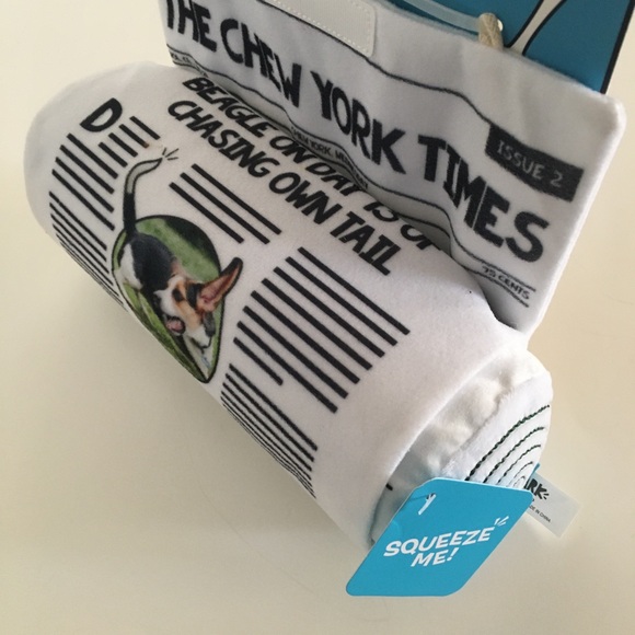 NEW Dog Toy Fluff Squeak Crinkle Sounds “Chew York Times” Beagle Headline | Bark - Picture 6 of 7